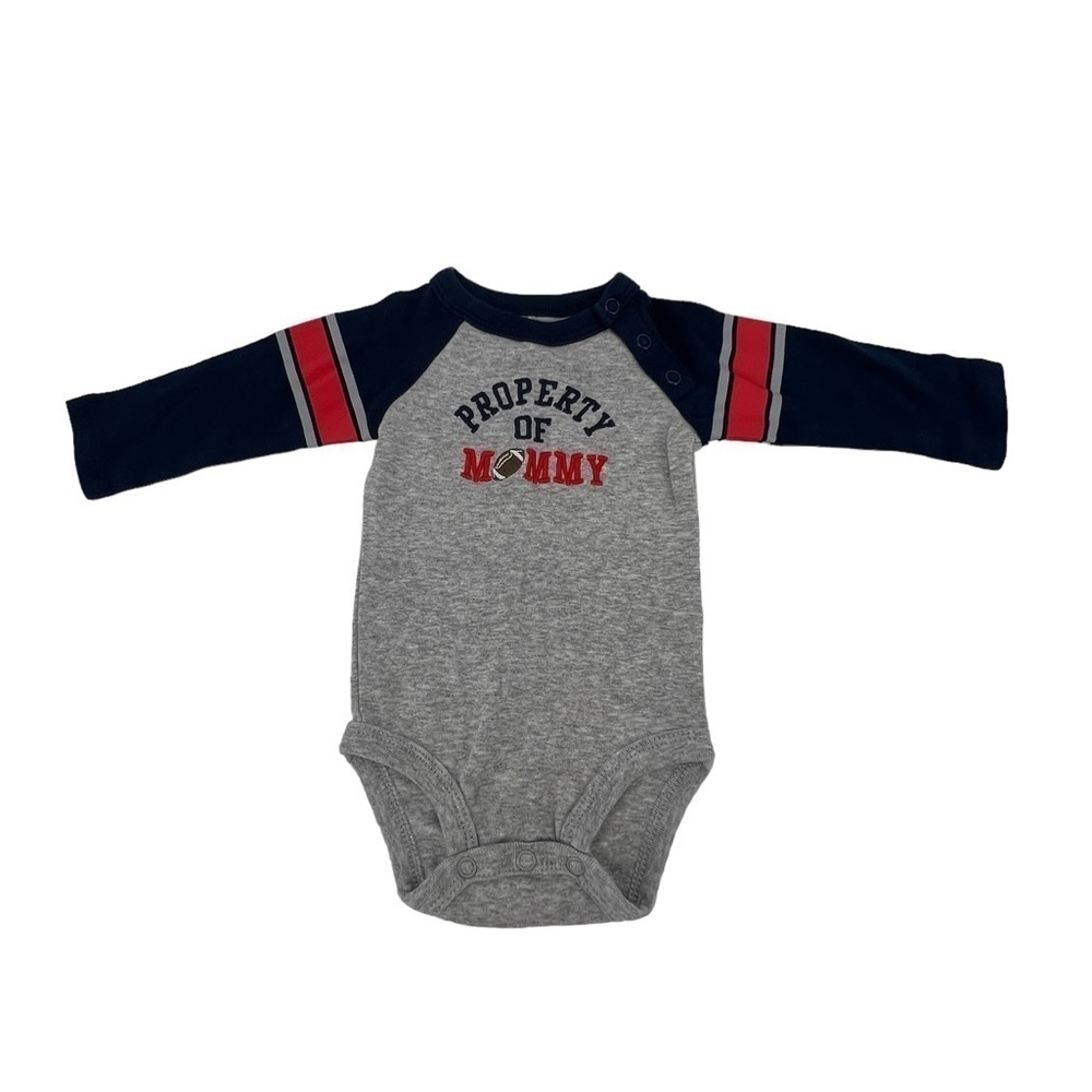 Carter’s Gray Blue “Property Of Mommy” Long Sleeve Onesie Size 3 Months